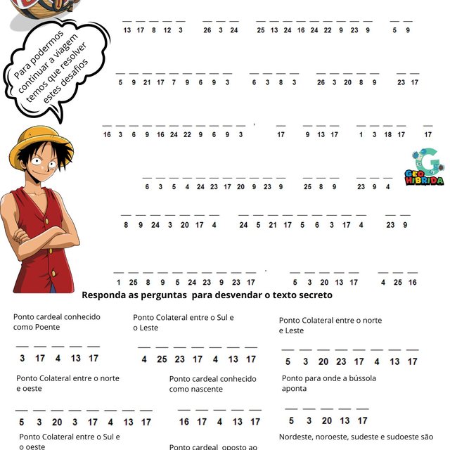 326-Atividade para onde apontam as direções- ONE Piece