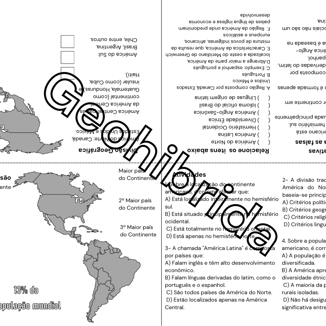 488- Mini livro explorando o continente americano.