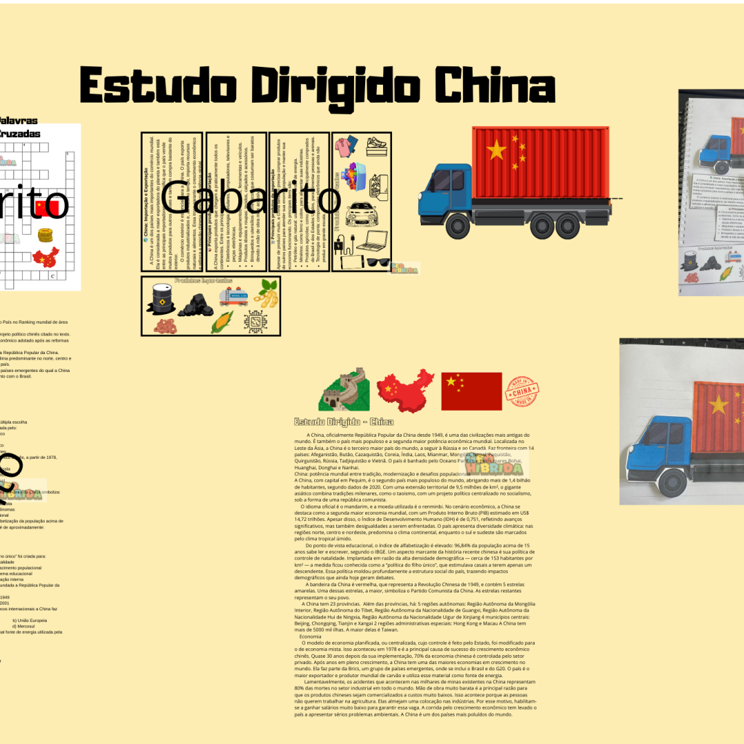 491-Atividade estudo dirigido da China + Palavras Cruzadas + Atividade Montavel