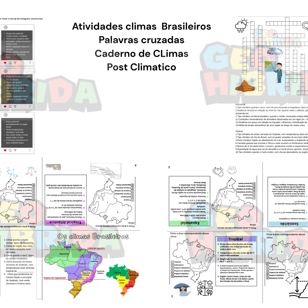 493-Atividade cadernos do clima palavras cruzadas post do Instagram