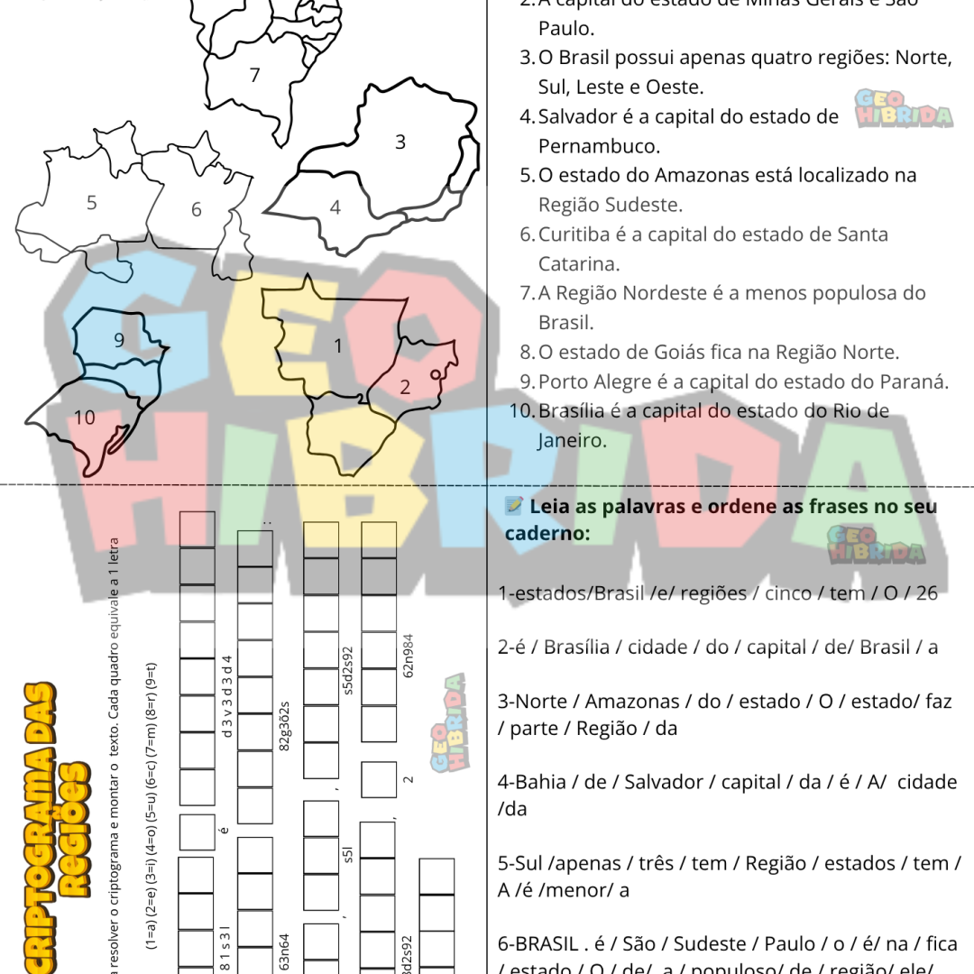 505-Atividade estados - capitais - Regiões do Brasil - Mini rotação em grupos