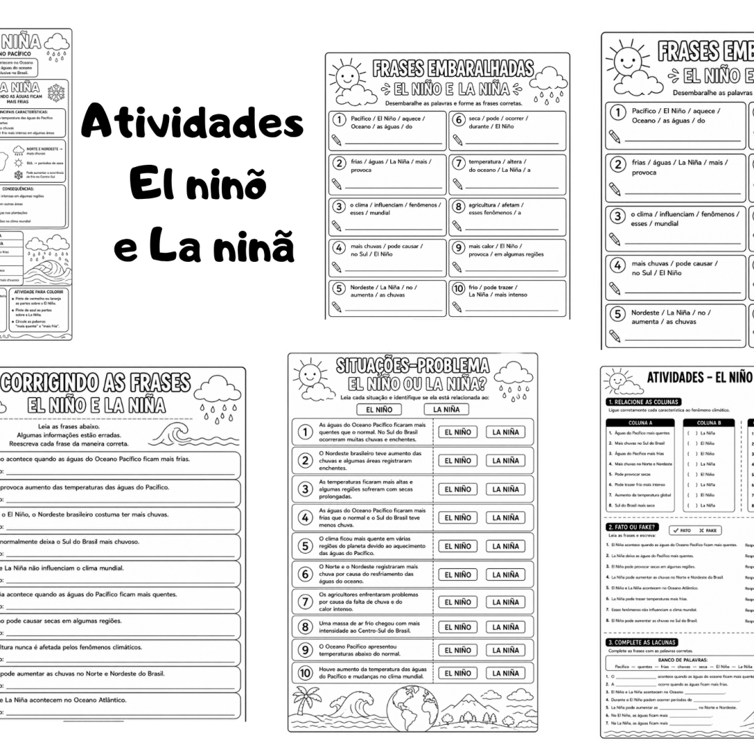 509- Combo de atividades sobre o el ninõ e  la ninã